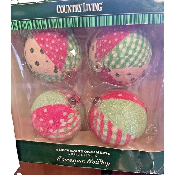 2 Country Living Homespun Holiday Christmas Ornaments Patchwork Style 2.8D - Picture 11 of 12